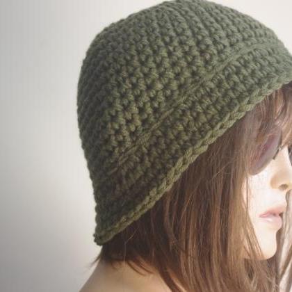 Womens Fedora Hat - Chunky Knit Slouchy Soldier..