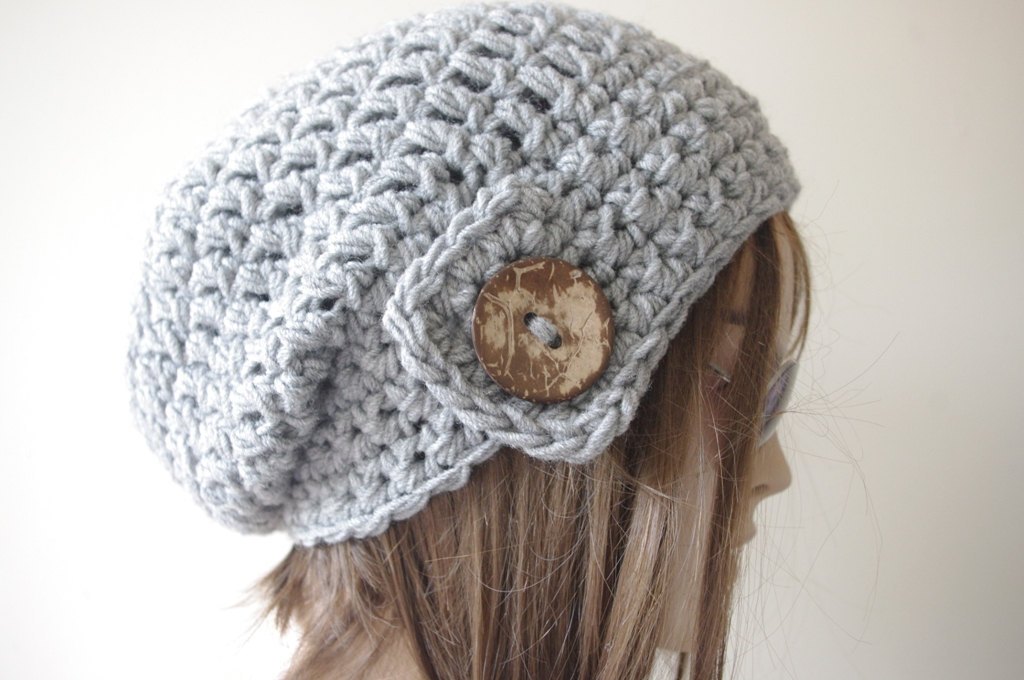 Womens Hat - Chunky Knit Slouchy Gray Beanie Slouch Hat Fall Winter Accessories Beanie Autumn Christmas Fashion