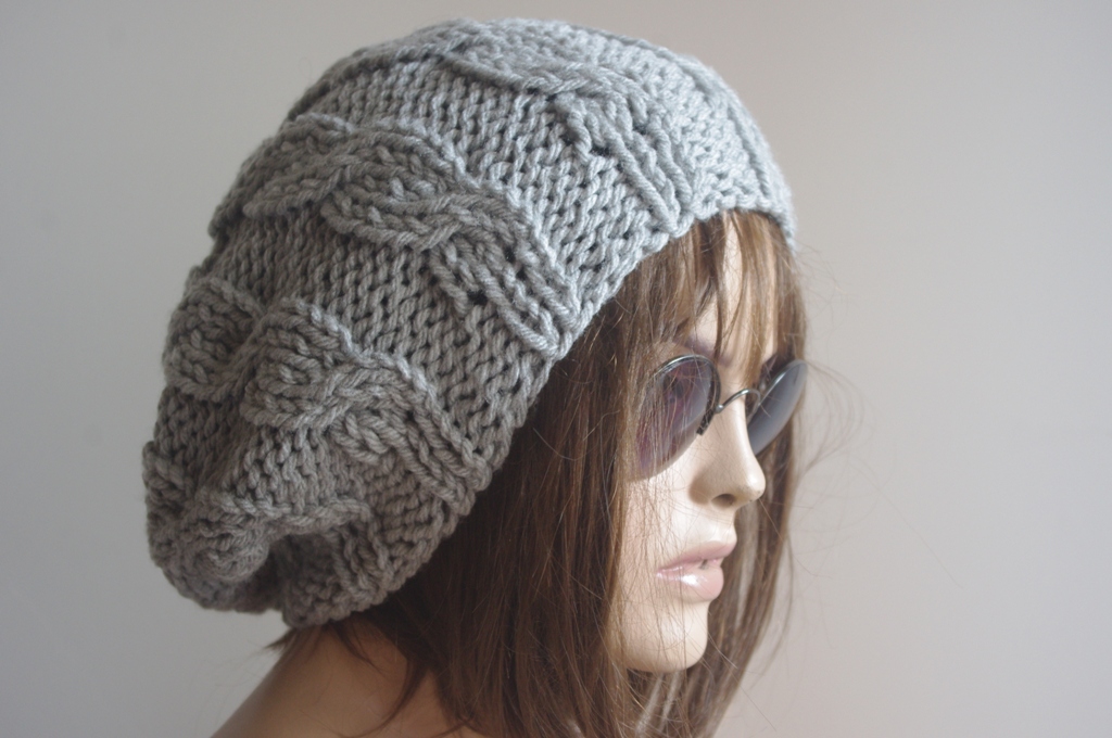 Womens Fedora Hat - Chunky Knit Slouchy Gray Beanie Slouch Hat Fall Winter Accessories Beanie Autumn Christmas Fashion